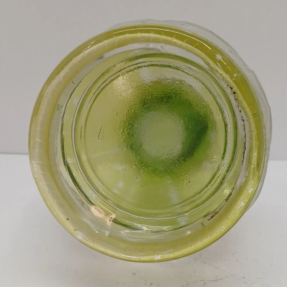 VTG Art Decorative Large Roman Glass Green Vase Diamond Cut Pattern Retro Decor